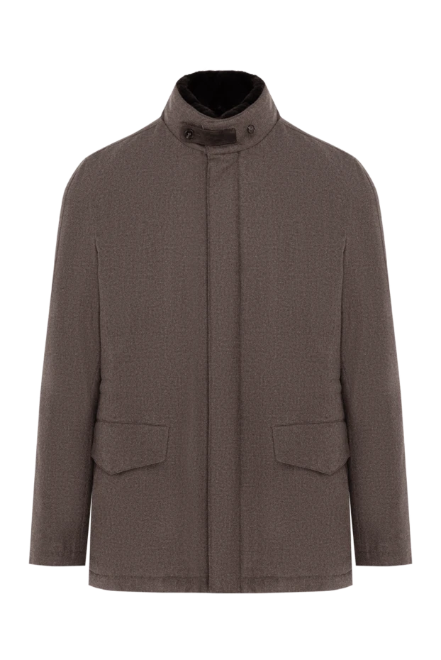 Коричневая куртка из шерсти и кашемира мужская - фото 1