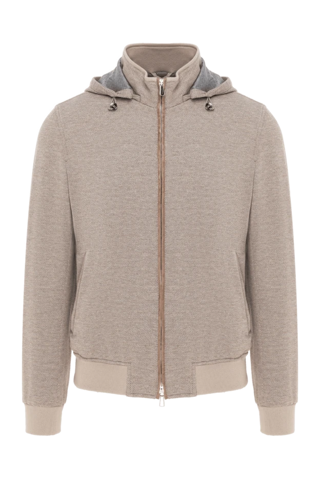 Жүн мен мақтадан жасалған капюшоны бар бежевый ерлер бомбардировкасы - фото 1