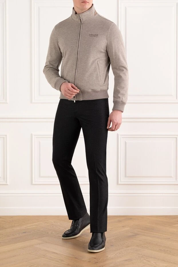 Enrico Mandelli бежевая короткая куртка на молнии из шерсти и хлопка мужская 186023 - фото 2