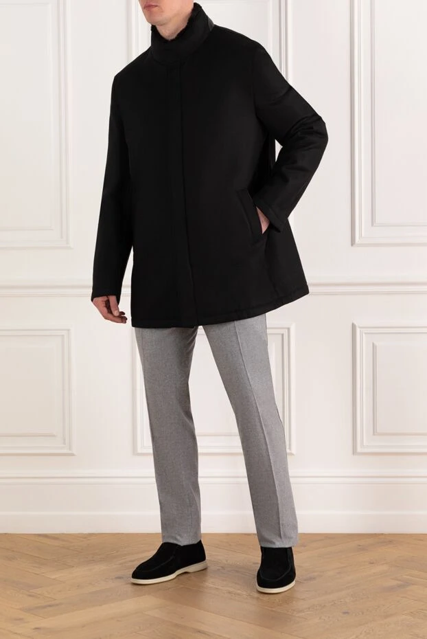 Enrico Mandelli парка с меховым воротником из кашемира и шерсти в черном цвете
 186029 - фото 2