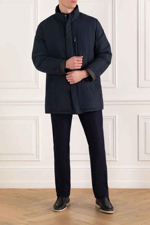 Enrico Mandelli мужская зимняя куртка из матовой технической ткани с отделкой из зернистой кожи 
 186035 - фото 2