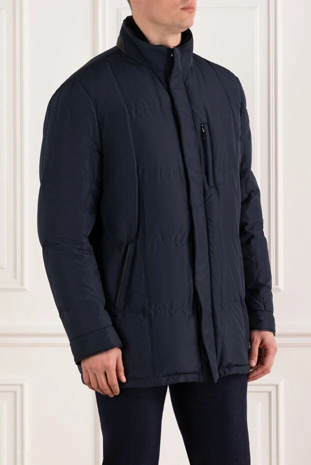 Enrico Mandelli мужская зимняя куртка из матовой технической ткани с отделкой из зернистой кожи 
 186035 - фото 3