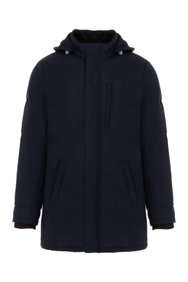 Men's blue insulated jacket made of wool and cashmere - photo 1