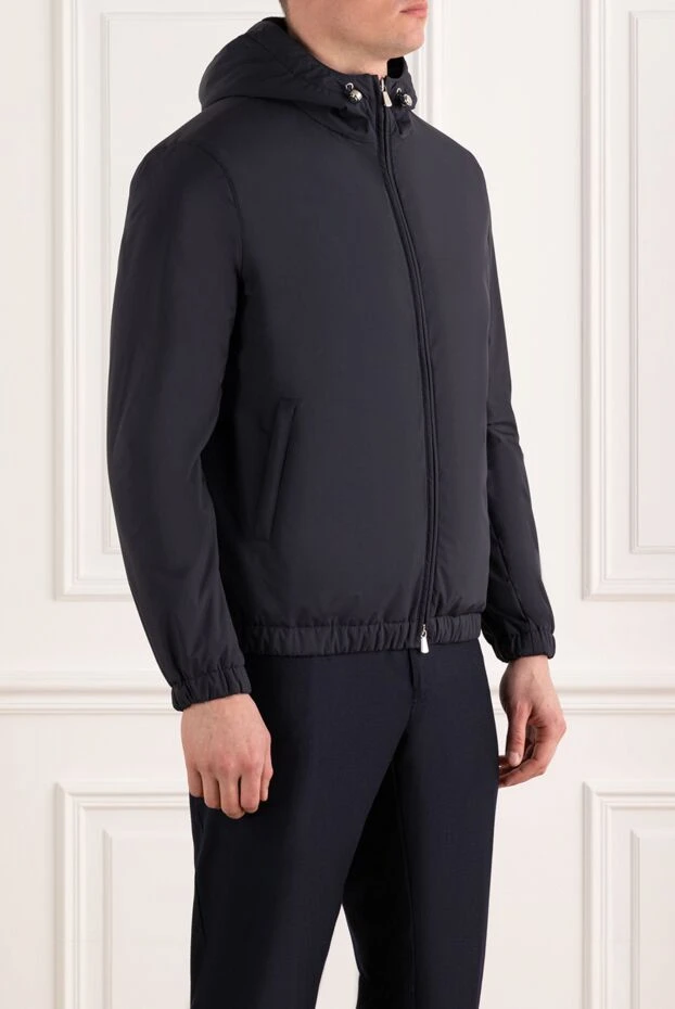 Enrico Mandelli короткая мужская куртка синяя на натуральном меху 186038 - фото 3