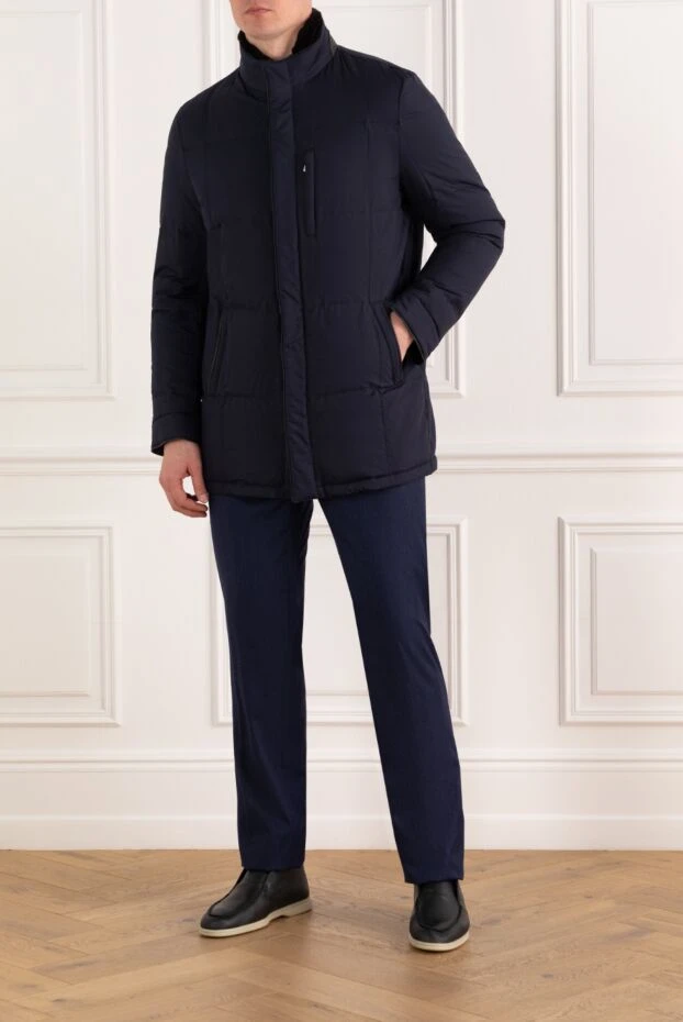 Enrico Mandelli куртка мужская синяя из шелка 186039 - фото 2