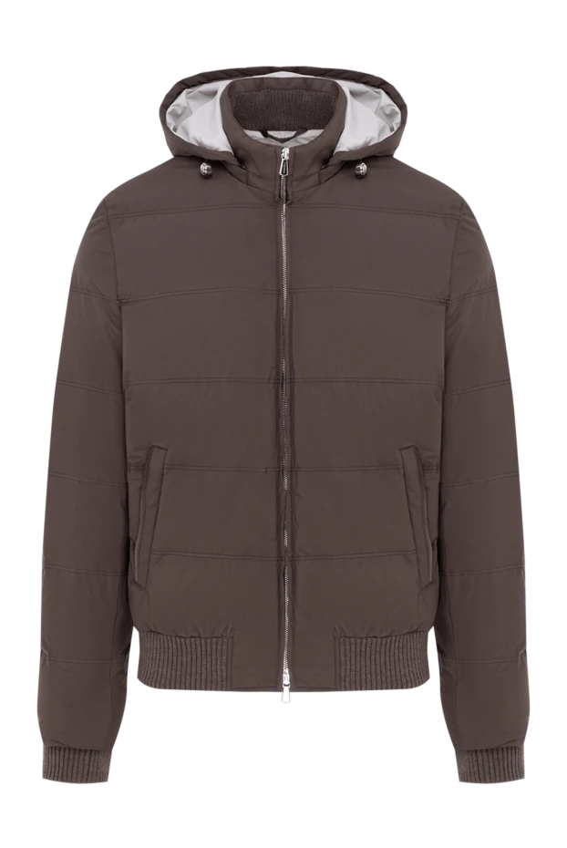 Brown down jacket for men with hood - photo 1