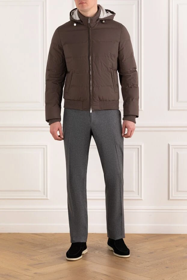 Enrico Mandelli коричневый пуховик мужской с капюшоном 186041 - фото 2