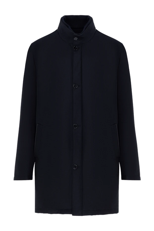 Жүн мен кашемирден тігілген жылы ерлер күртеше, көк - фото 1