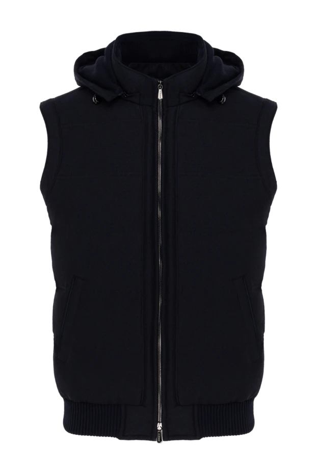 Капюшон, көк, жүн және кашемирден жасалған ерлер кеудеше - фото 1