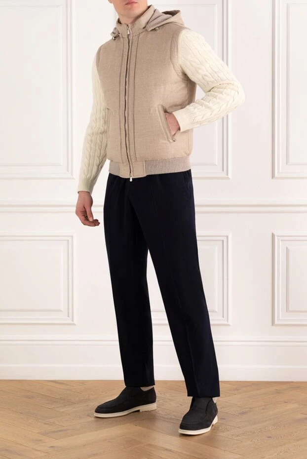Enrico Mandelli beige men's vest with hood made of wool and cashmere 186055 - photo 2