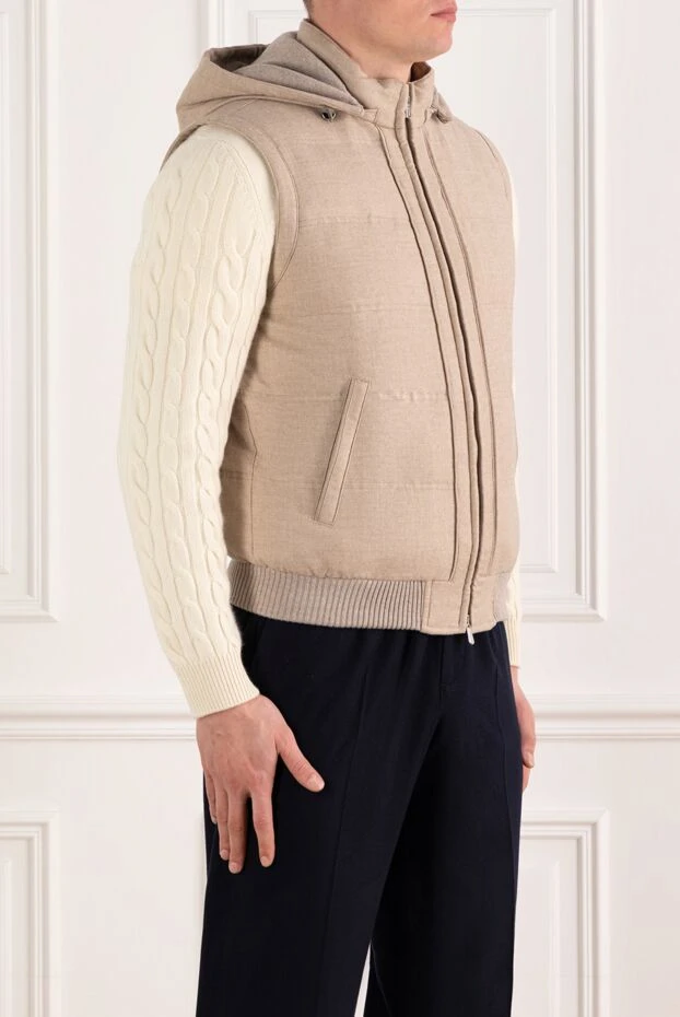 Enrico Mandelli beige men's vest with hood made of wool and cashmere 186055 - photo 3
