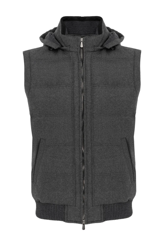 Жүн мен кашемирден тігілген сұр түсті ерлерге арналған жылы кеудеше - фото 1