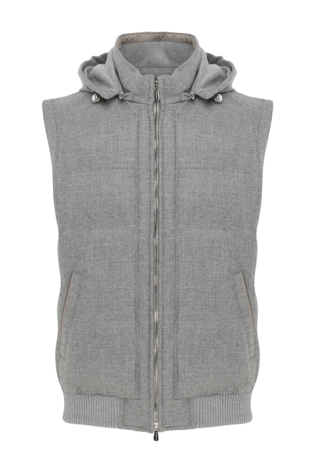 Жүннен және кашемирден жасалған ерлер сұр түсті жилет - фото 1