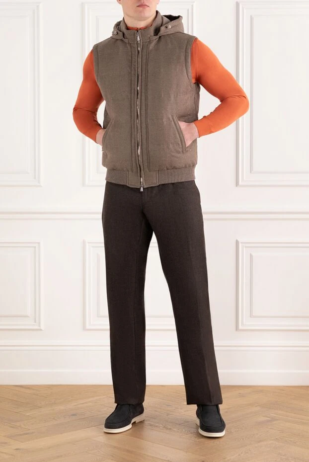 Enrico Mandelli бежевый мужской жилет теплый из шерсти и кашемира 186060 - фото 2