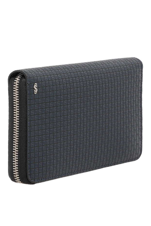 Serapian men's blue wallet with zipper made of leather with stepan coating 186075 - photo 3