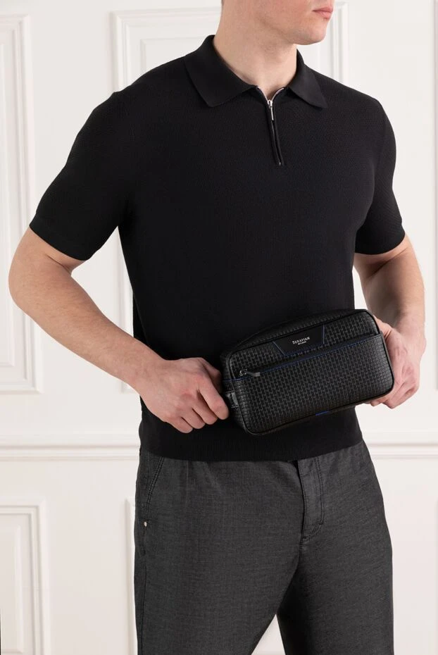 Serapian несессер из натуральной кожи с покрытием stepan черный 186076 - фото 2