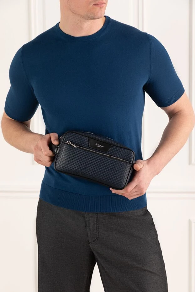 Serapian несессер из натуральной кожи с покрытием stepan синий 186077 - фото 2