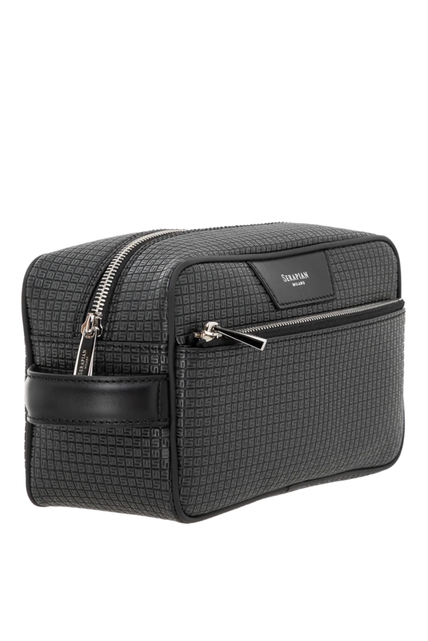 Serapian косметичка мужская из натуральной кожи с покрытием stepan черная 186078 - фото 3