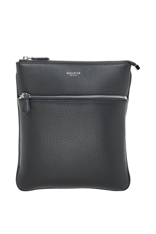 Плоская сумка-мессенджер из кожи Cachemire синяя мужская - фото 1