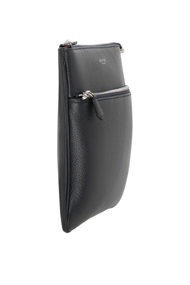 Serapian плоская сумка-мессенджер из кожи cachemire синяя мужская 186081 - фото 3