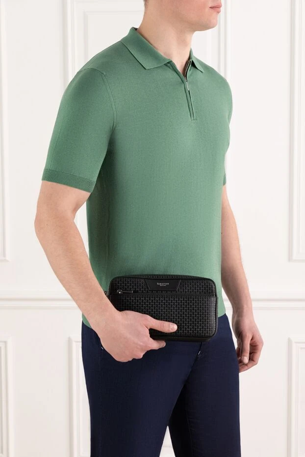 Serapian мужская косметичка черная из натуральной кожи с покрытием stepan 186083 - фото 2