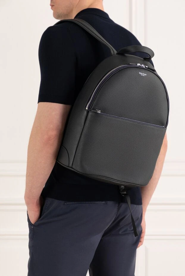 Рюкзак из кожи Cachemire мужской синий - фото 2