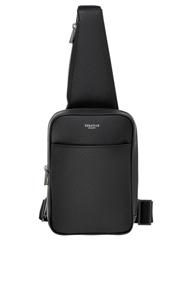 Sling shoulder bag in Evoluzione leather, black - photo 1