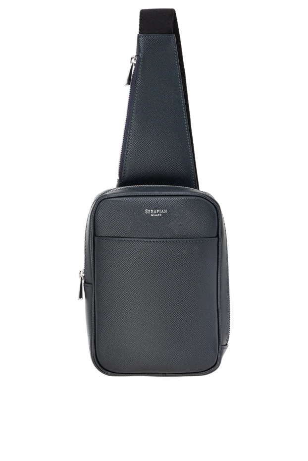 Sling shoulder bag in Evoluzione leather, blue - photo 1