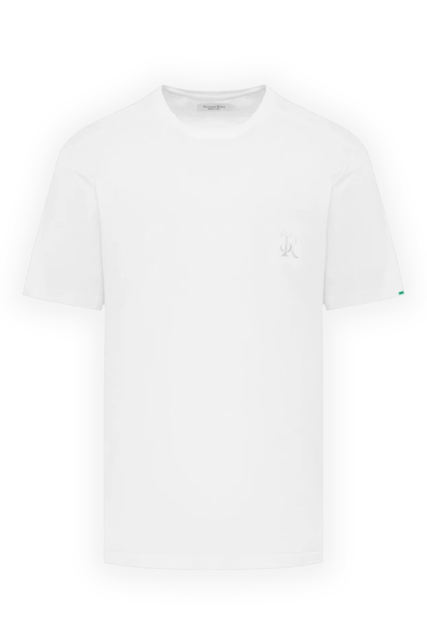 Men's white cotton and modal T-shirt with logo - photo 1