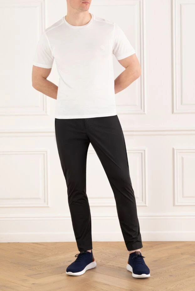 Men's white cotton and modal T-shirt with logo - photo 2