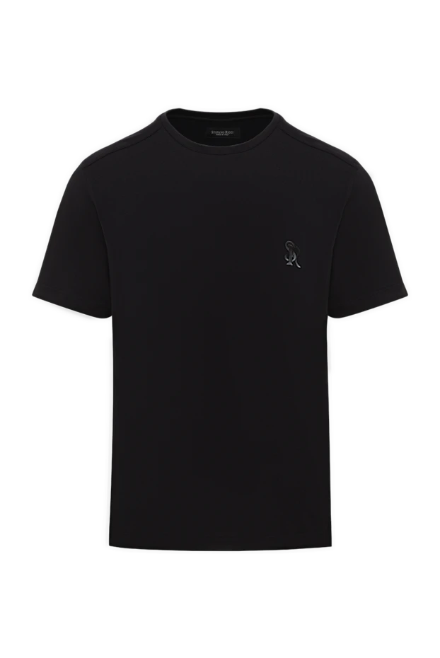 Men's black cotton and modal T-shirt with logo - photo 1