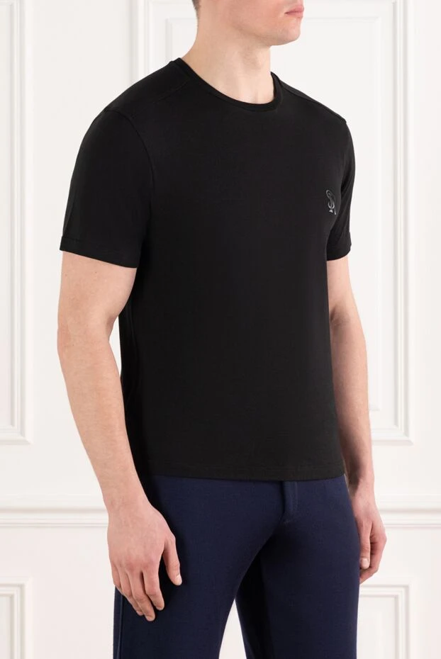 Stefano Ricci men's black cotton and modal t-shirt with logo 186118 - photo 3