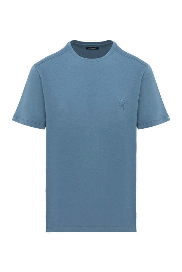 Stefano Ricci blue t-shirt for men made of cotton and modal with logo 186119 - photo 1