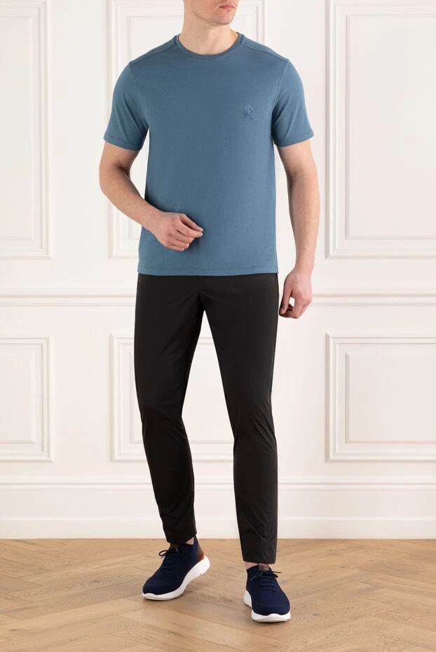 Stefano Ricci blue t-shirt for men made of cotton and modal with logo 186119 - photo 2