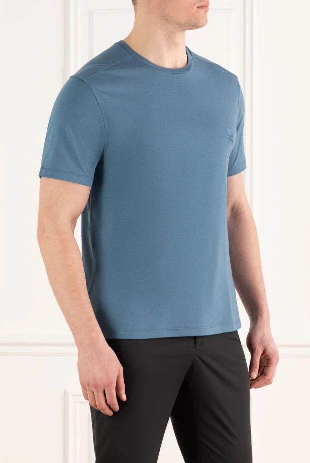 Stefano Ricci blue t-shirt for men made of cotton and modal with logo 186119 - photo 3