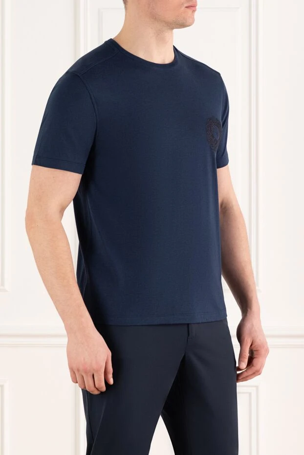 Stefano Ricci men's t-shirt made of cotton and modal with logo blue 186120 - photo 3