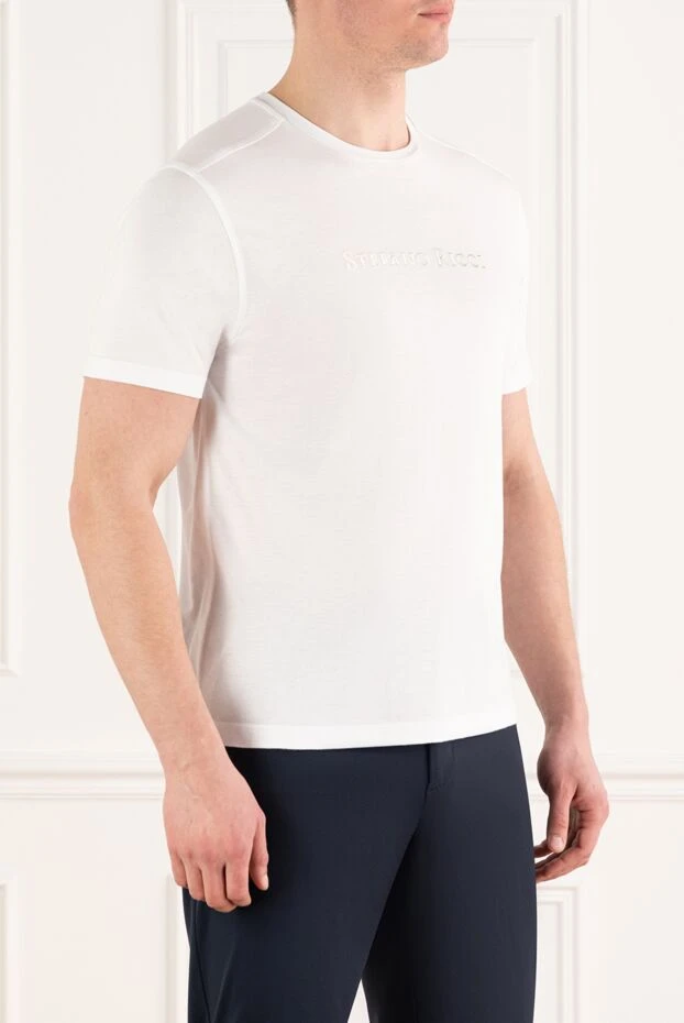 Stefano Ricci men's t-shirt made of cotton and modal with logo white 186126 - photo 3