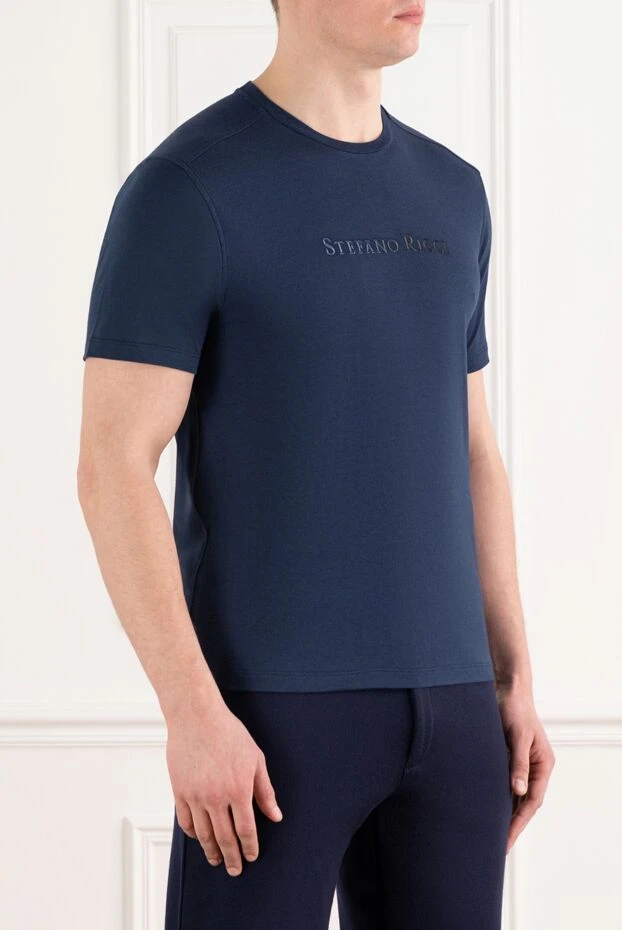 Stefano Ricci men's blue cotton and modal t-shirt with logo 186129 - photo 3