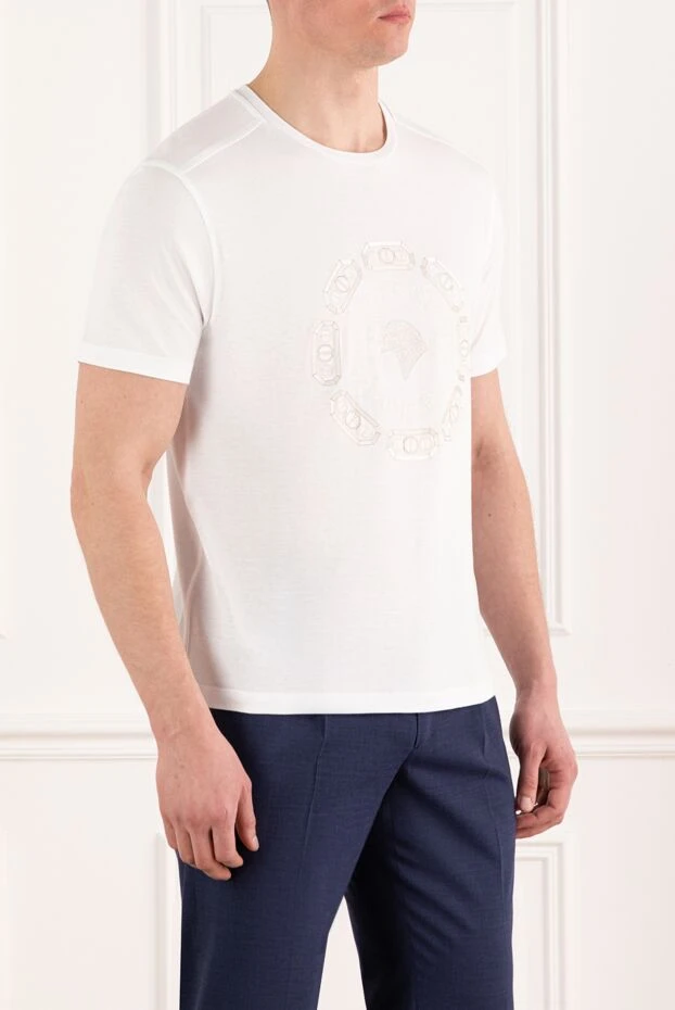 Stefano Ricci men's white cotton and modal t-shirt with logo 186130 - photo 3