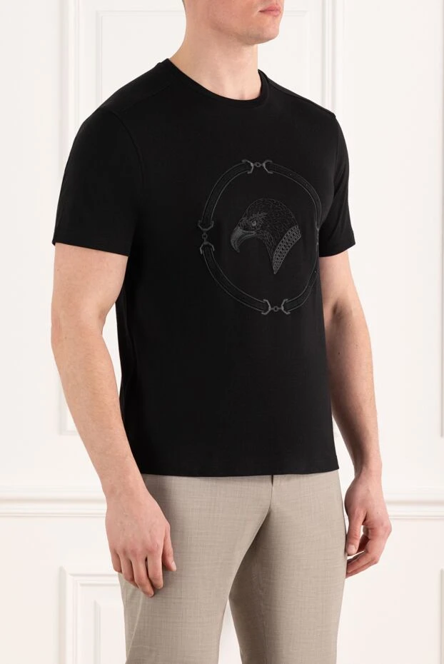 Stefano Ricci men's black t-shirt with logo made of cotton and modal 186131 - photo 3