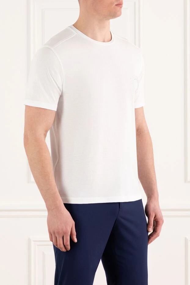 Stefano Ricci men's white t-shirt with logo made of cotton and modal 186133 - photo 3