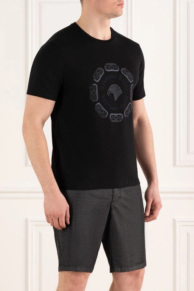 Stefano Ricci men's black t-shirt with logo made of cotton and modal 186142 - photo 3
