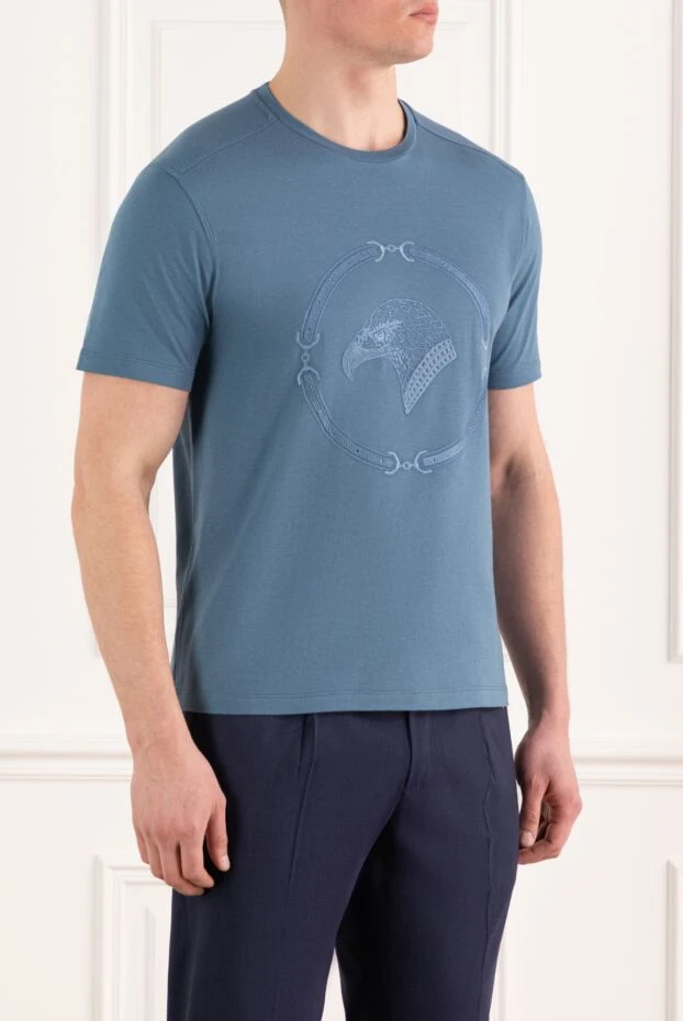 Stefano Ricci blue men's cotton modal logo t-shirt 186147 - photo 3