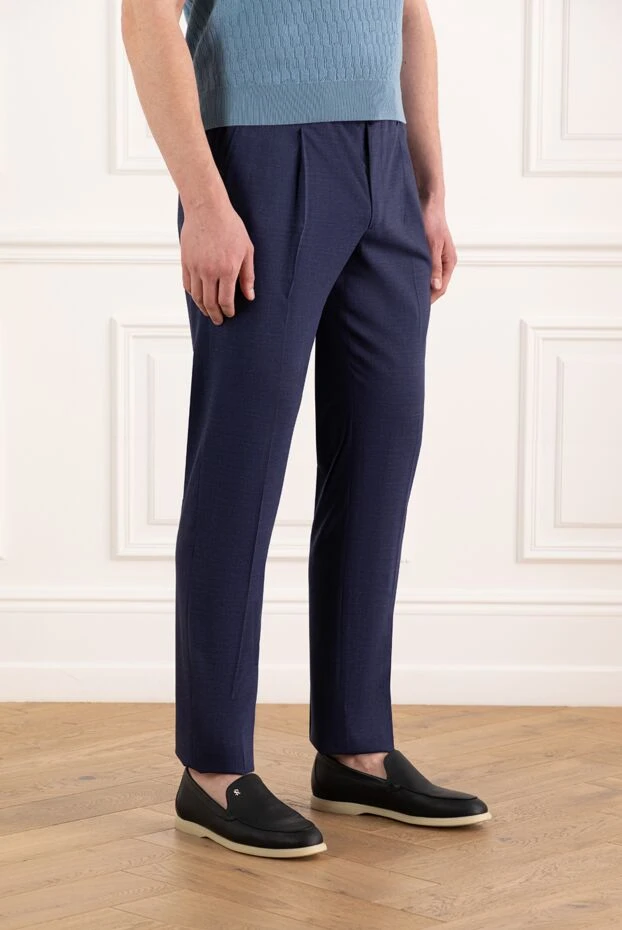 Stefano Ricci men's trousers with pintucks and ties, blue 186153 - photo 3