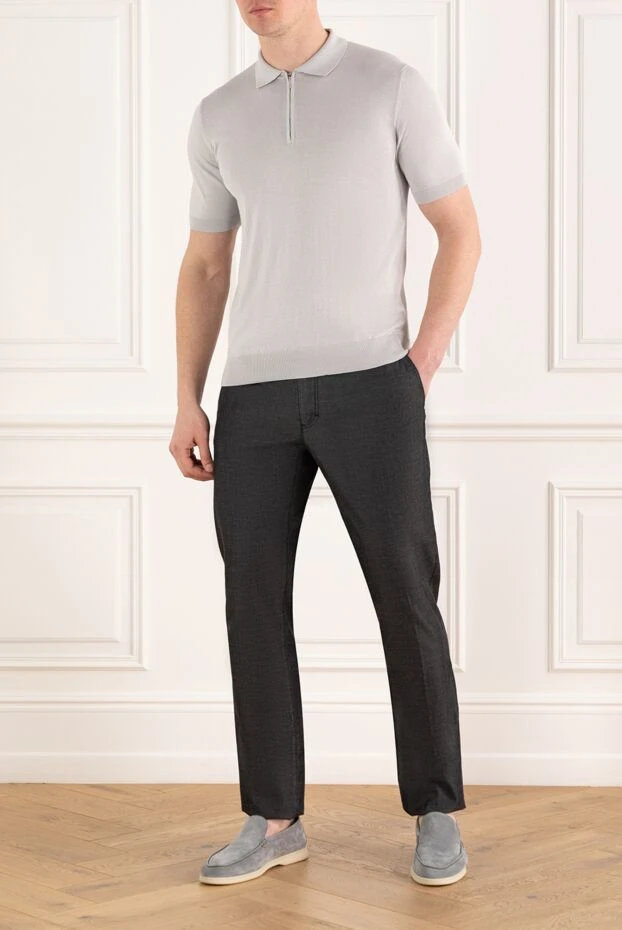 Stefano Ricci men's trousers with a tie in denim style, gray 186155 - photo 2