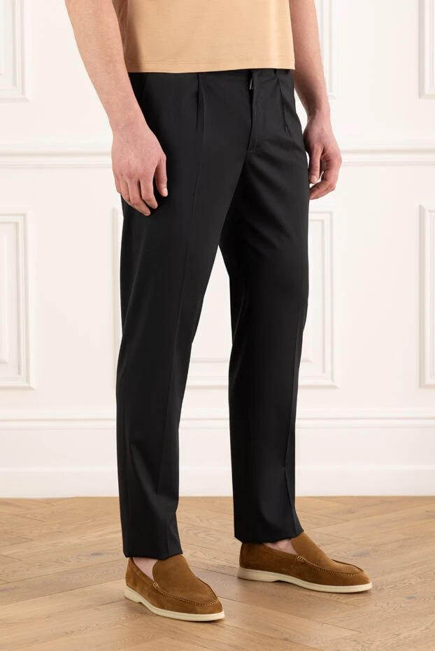 Stefano Ricci men's black woolen trousers with drawstrings 186158 - photo 3