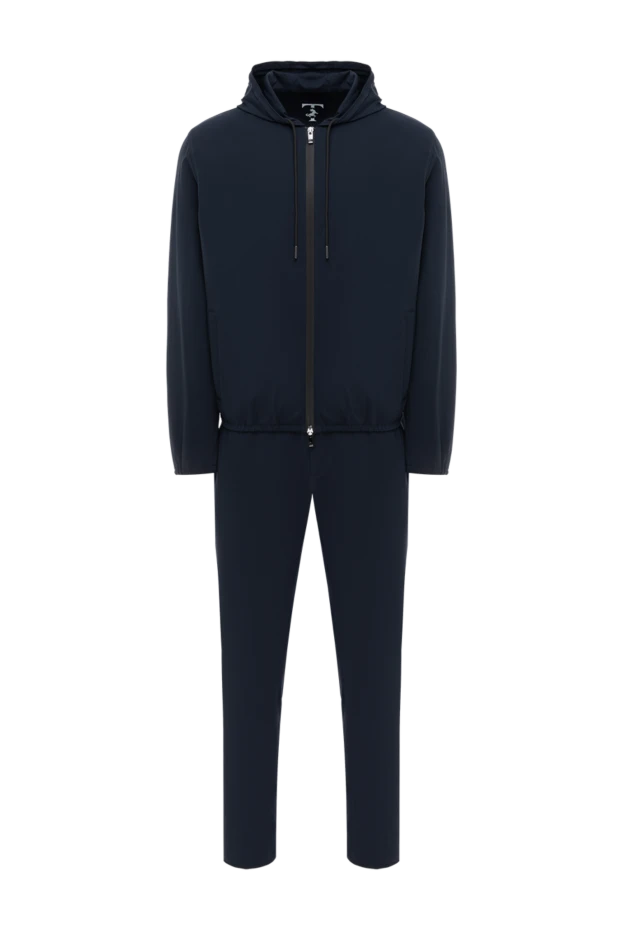 Спортивный костюм синий на молнии с капюшоном - фото 1