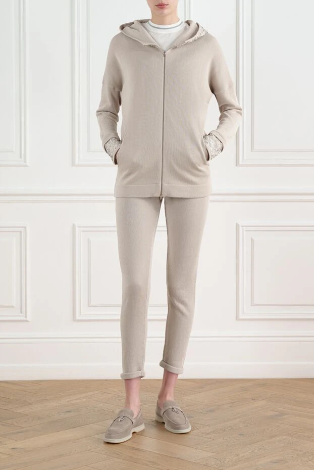 Panicale прогулочный костюм из вискозы с капюшоном бежевый женский 186178 - фото 2