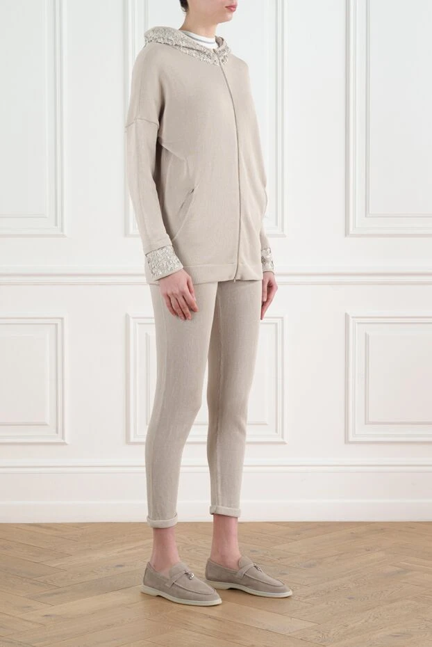 Panicale прогулочный костюм из вискозы с капюшоном бежевый женский 186178 - фото 3