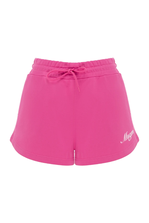 Women's pink shorts with tie with logo - photo 1